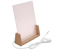 3D Acrylic LED Light, Wood Base With Blank Board For Photo Frame Message Plaque Desk Lamp,Wooden With Clear Cast Sheet For Creative Home Decoration(Wood,153 * 200mm)