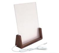 3D Acrylic LED Light, Wood Base With Blank Board For Photo Frame Message Plaque Desk Lamp,Wooden With Clear Cast Sheet For Creative Home Decoration(Walnut,153 * 200mm)