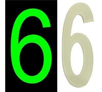 3D Acrylic Luminous House Door Numbers Glow in the Dark Stick On Self Adhesive Home Signs Hotel Office Appartments Mailbox Outdoor 6cm (Number - 6)