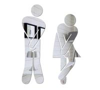 3D Acrylic Mirror Toilet Door Sign Adhesive Backed Men Women Bathroom Wall Sticker Home Decor,silver color, 5 Sets