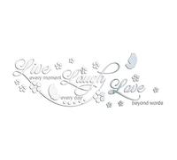 3D Acrylic Mirror Wall Stickers with Flowers and Butterfly, Removable Mural Decoration for Decor Home Wedding Living Room Bedroom Party