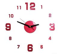 3D Acrylic Wall Clock Mirror for Sticker with Polished Mirror Finish and Smooth Edges for Decorative Home and Office Room Walls (Red)