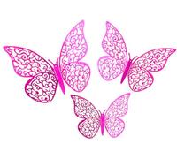 3D Adhesive Butterflies Stickers x 12 Fuchsia Pink