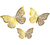 3D Adhesive Butterflies Stickers x 12 Gold