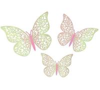 3D Adhesive Butterflies Stickers x 12 Pink Iridescent