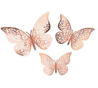 3D Adhesive Butterflies Stickers x 12 Rose Gold