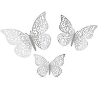 3D Adhesive Butterflies Stickers x 12 Silver
