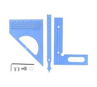3D Adjustable Angle Square Ruler | Multi - Functional Carpenter Protractor for Woodworking/Engineering/DIY | Aluminum Alloy with Semi - Circular Pointer, 0-180° Measurement (Blue)