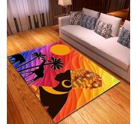 3D African Retro Woman Area Rug Floor Door Mat Carpet Bottomless Hole Optical Illusion Area Rug, Anti-Skid Non-Woven Doormat For For Living Room Bedroom Kitchen 100 X 150 Cm, Easy Clean -156884567192