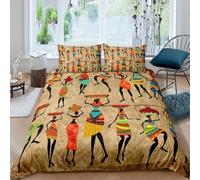 3D African Woman Duvet Cover Set Super King Size Teens Adults African Pattern Super King Bedding Quilt Cover Sets Retro Printed Ultra Soft 3pcs Bedroom Comforter Covers with Zipper a.4607