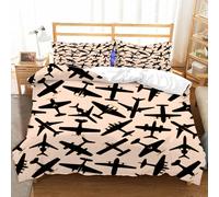 3D Airplane Duvet Cover Soft Microfiber Fighter Bedding Set with Zipper Closure Quilt Cover for Adults Teenager 3 Piece (200x200, Double)