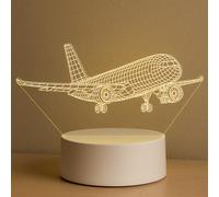 3D Airplane LED Night Light - Optical Illusion Lamp with White Base & Multi-Color Lighting | Aviation Decor & Pilot Gift (130 * 150 mm)