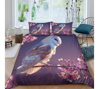 3D All Season Microfiber Barn Owl perched Bedding Quilt Cover Soft Bedding Set w/ Pillowcase Nature photography Quilt Cover Easy Care Breathable Washable for Kids Teens Adults Super king（260x220cm）