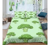 3D All Season Microfiber broccoli cartoon Bedding Quilt Cover Soft Bedding Set w/ Pillowcase vegetable Quilt Cover Easy Care Breathable Machine Washable for Kids Teens Adults Single（135x200cm）