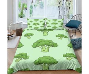 3D All Season Microfiber broccoli cartoon Bedding Quilt Cover Soft Bedding Set w/ Pillowcase vegetable Quilt Cover Easy Care Breathable Machine Washable for Kids Teens Adults Single（135x200cm）