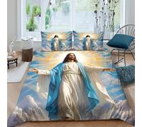 3D All Season Microfiber Jesus Christ Comforter Cover Easy Care Bedding Set with Pillow Shams divine spiritual art Duvet Cover All Season Washable for Kids Teens Boys Girls Super king（260x220cm）