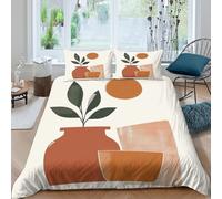 3D All Season Microfiber Minimalist Plant Bed Quilt Cover Easy Care Bedding Set with Pillow Cases Scandinavian Style Duvet Cover Set Breathable Machine Washable for Home Decor Super king（260x220cm）