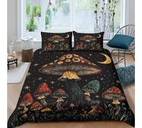 3D All Season Microfiber Mushroom fantasy art Comforter Cover Breathable Bedding Set w/Pillowcase Night magic illust Quilt Cover Easy Care Breathable Washable for All Super king（260x220cm）