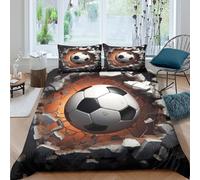 3D All Season Microfiber SoccerBallImpact Comforter Cover Easy Care Bedding Set with Pillow Shams DynamicSportsArt Duvet Cover All Season Washable for Kids Teens Boys Girls Super king（260x220cm）
