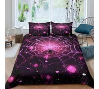 3D All Season Microfiber spider-web-design Comforter Cover Breathable Bedding Set w/ Pillowcase gothic-halloween-style Quilt Cover Easy Care Breathable Washable for Kids Teens Adults King（220x240cm）