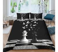 3D All Season Microfibre Chess kings Duvet Cover Easy Care Bedding Sets with Matching Pillowcase Strategic game style Quilt Cover Sets Breathable Machine Washable for Home Decor Super king（260x220cm）