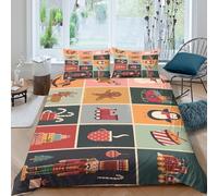 3D All Season Microfibre Christmas Icons Duvet Cover Sets Easy Care Bedding Set with Pillowcases Vector illust Bed Quilt Cover Easy Care Soft Machine Washable for Boys Girls Kids King（220x240cm）