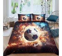 3D All Season Microfibre Explosive soccer ball Duvet Cover Breathable Bedding Set w/Pillow Cases Dynamic sports art Bed Quilt Cover All Season Breathable Washable for Bedroom Decor Single（135x200cm）