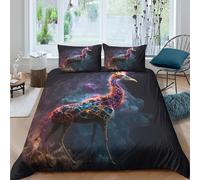 3D All Season Microfibre Giraffe cosmic art Duvet Cover Breathable Bedding Set with Pillow Cases Neon fantasy style Bed Quilt Cover All Season Breathable Washable for Bedroom Decor Double（200x200cm）