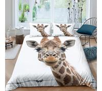 3D All Season Microfibre Giraffe face close Bedding Quilt Cover Soft Bedding Sets with Pillow Shams Wild Animal portrait Duvet Cover Sets Easy Care Machine Washable for Home Decor Double（200x200cm）