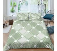 3D All Season Microfibre green diamond pattern Duvet Cover Breathable Bedding Set w/ Pillow Cases modern geometric Bed Quilt Cover All Season Breathable Washable Bedroom Decor Super king（260x220cm）