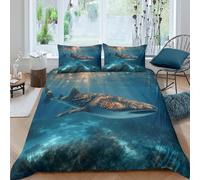 3D All Season Microfibre Whale Shark Duvet Cover Breathable Bedding Set with Pillow Cases Underwater Nature Bed Quilt Cover All Season Breathable Machine Washable for Bedroom Decor Single（140x200cm）