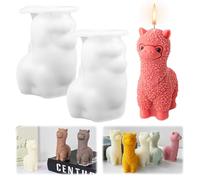 3D Alpaca Silicone Mould Candle Mould, Pack of 2 Animal Statue Silicone Moulds Casting Moulds, Alpaca Silicone Mould for Fondant, Chocolate, Epoxy Resin, Soy Wax Candles, Cake Decoration, Soap,