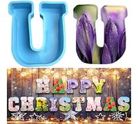 3D Alphabet Silicone Molds Large Letter Epoxy Molds for Resin 6 Inch DIY Resin Casting Letter Moulds Chocolate Baking Molds for Birthday Wedding Party Christmas Art Craft Ornaments (U)