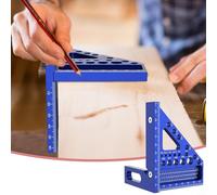 3D Aluminum Alloy Multi-Angle Measuring Ruler for Woodworking with 22.5° to 90° Angle Range, Square Holes, Drilling Guide and Parallel Lines for Carpenters,