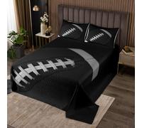 3D American Football Bedspread Single Size 2 Pcs,Abstract Rugby Gray Stripes Decor Bedding Sets for Kids Boys Teens Adults,Sports Theme Modern Simple Coverlet Set with 1 Pillowcase