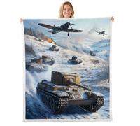 3D American Tanks Sherpa Blanket Flying Army Aircraft Lightweight Polyester Blanket Fighter Airplane Fleece Blanket Modern Military Tank Bed Blanket Throw Size for Home Bedroom Sofa Bed