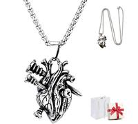 3D Anatomical Rebel Heart Pendant Necklace, Vintage Punk Gothic Screw Heart Pendant, Unique Trendy Accessory for Men Women
