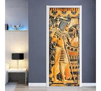3D Ancient Egyptian Statue Door Mural Self Adhesive Door Sticker Poster Wallpaper Art Wall Sticker Photo 77 X 200 Cm for Living Room Bedroom Bathroom Kitchen Office PVC Removable Door Decorati 0