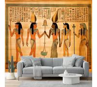 3D Ancient Egyptian Style Wall Mural Wallpaper Non-Woven for Living Room, Bedroom, Children's Room - Large Photo Wallpaper for Tv Background,Dining Room Beige Gods Hieroglyphs 400 X 280 Cm