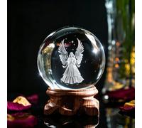 3D Angel Figurines Crystal Ball 60mm Glass Guardian Angel Paperweight Deco