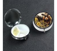 3D Animal Brown Cow Pill Case 3 Compartment Pill Box Portable Metal Pill Organizer Cute Travel Pill Container Vitamin Organizer for Purse Pocket Travel Gift