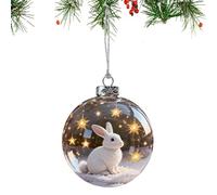 3D Animal Christmas Balls Ornaments - Hangable 3D Animal Transparent Christmas Ball | Collectible Clear Animals Hanging Ornaments Festive Decor for Wreath Mantel Front Door Window (Rabbit)