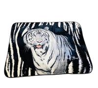 3D Animal Design Luxurious Super Soft Warm and Cosy Throws Faux Fur Fleece Sofa and Bed Blanket (White Tiger, Double 150 x 200 CMS)