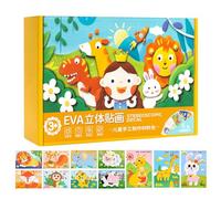 3D Animal Foam Stickers - 12 Piece Cartoon Puzzle Set, Fun Educational Craft Toys, Creative Interactive Foam Sticker Game for Kids School Home Party Art Projects Family Activity, Colorful Desktop