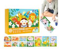 3D Animal Foam Stickers - 12 Pieces Cartoon Set | Colorful Design, Soft Foam Material, Puzzle & Craft Activity, Educational Fun, Interactive Learning Toy, Desktop & School Use, Christmas Art Project,