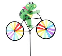 3D Animal on Bike DIY Windmill, Lawn Yard Garden Colorful Wind Spinner Decor (Bullfrog)