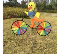 3D Animal on Bike DIY Windmill, Lawn Yard Garden Colorful Wind Spinner Decor (Duck)