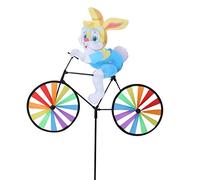 3D Animal on Bike DIY Windmill, Lawn Yard Garden Colorful Wind Spinner Decor (Rabbit)