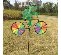 3D Animal on Bike DIY Windmill, Lawn Yard Garden Colorful Wind Spinner Decor (Tortoise)
