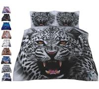 3D Animal PRINTED DUVET COVER SET -Wildlife Theme Pattern Comforter Reversible Bedding Cover Sets + Pillowcase - Soft Quilt Bedding Pure Natural Cotton Virgin Polyester (Wild Snow Leopard, King)